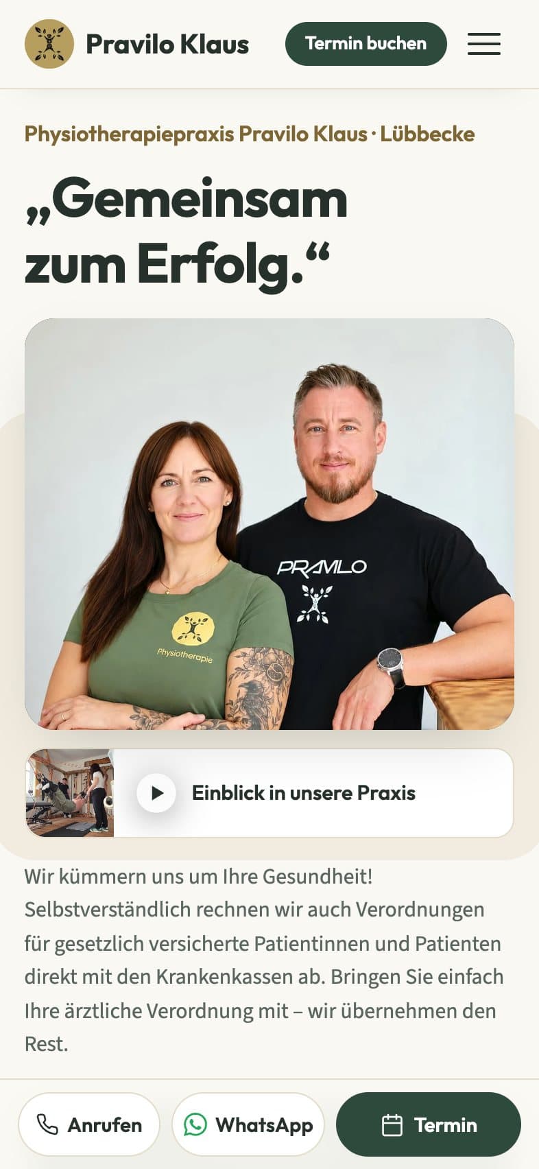 pravilo-physio.de auf dem Handy
